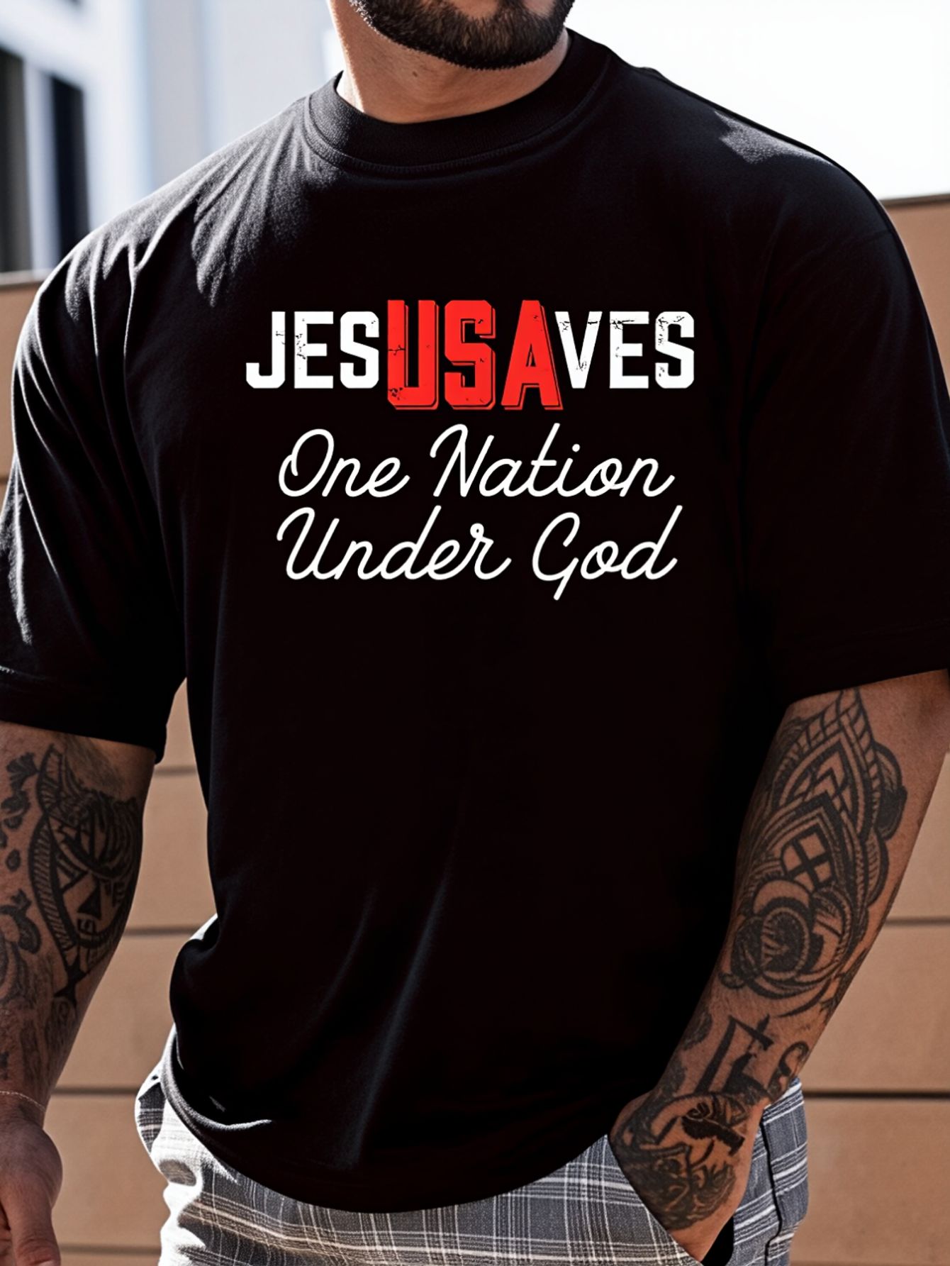 100% Cotton Jesus Saves USA On - Undershirt Crew Neck review and price