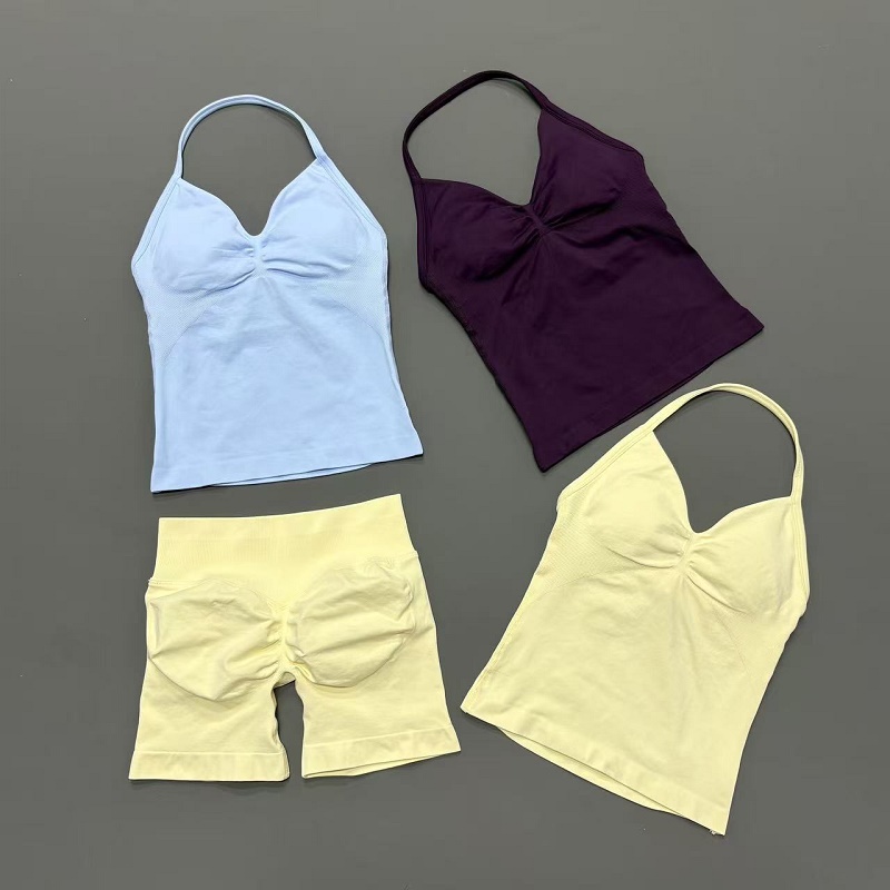 2Pcs Women Workout Set Seamles - Suspender Tank Top review and price