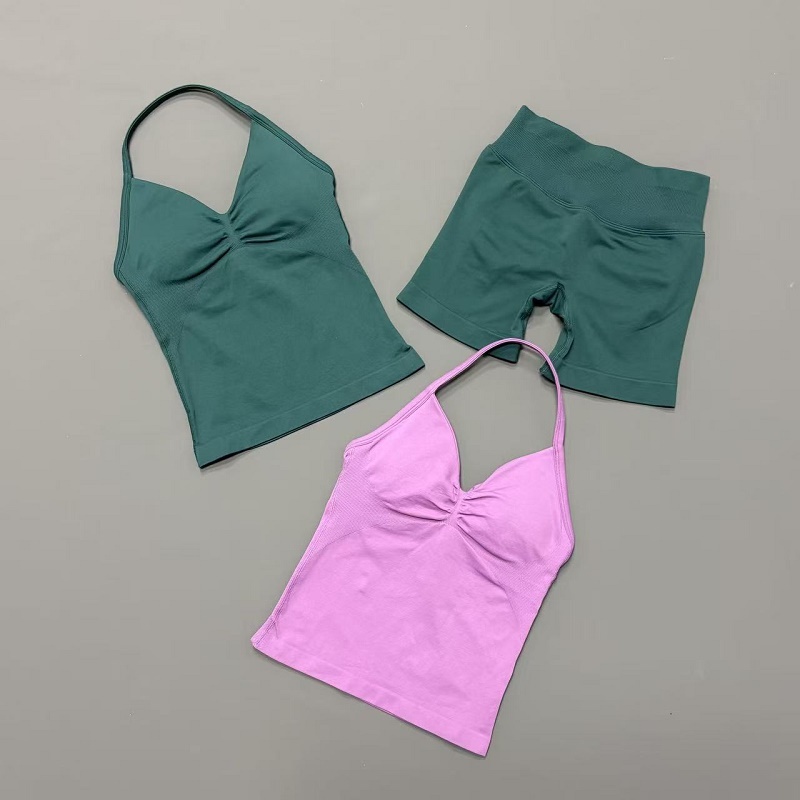 2Pcs Women Workout Set Seamles - Suspender Tank Top review and price